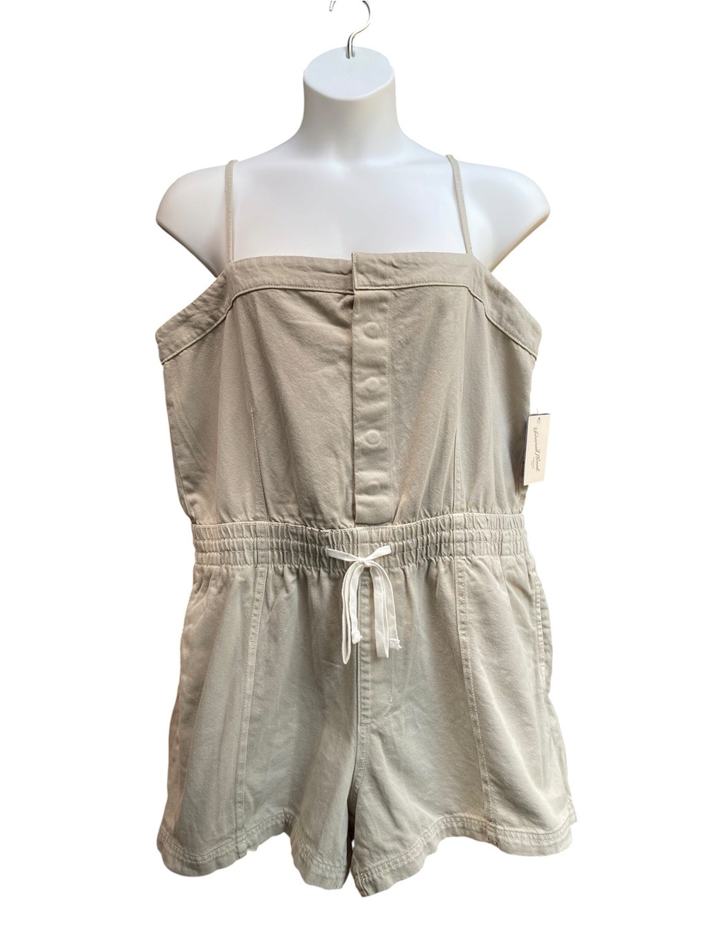 Universal Thread NWT Cotton Denim Romper Sleeveless Khaki Womens Size XXL